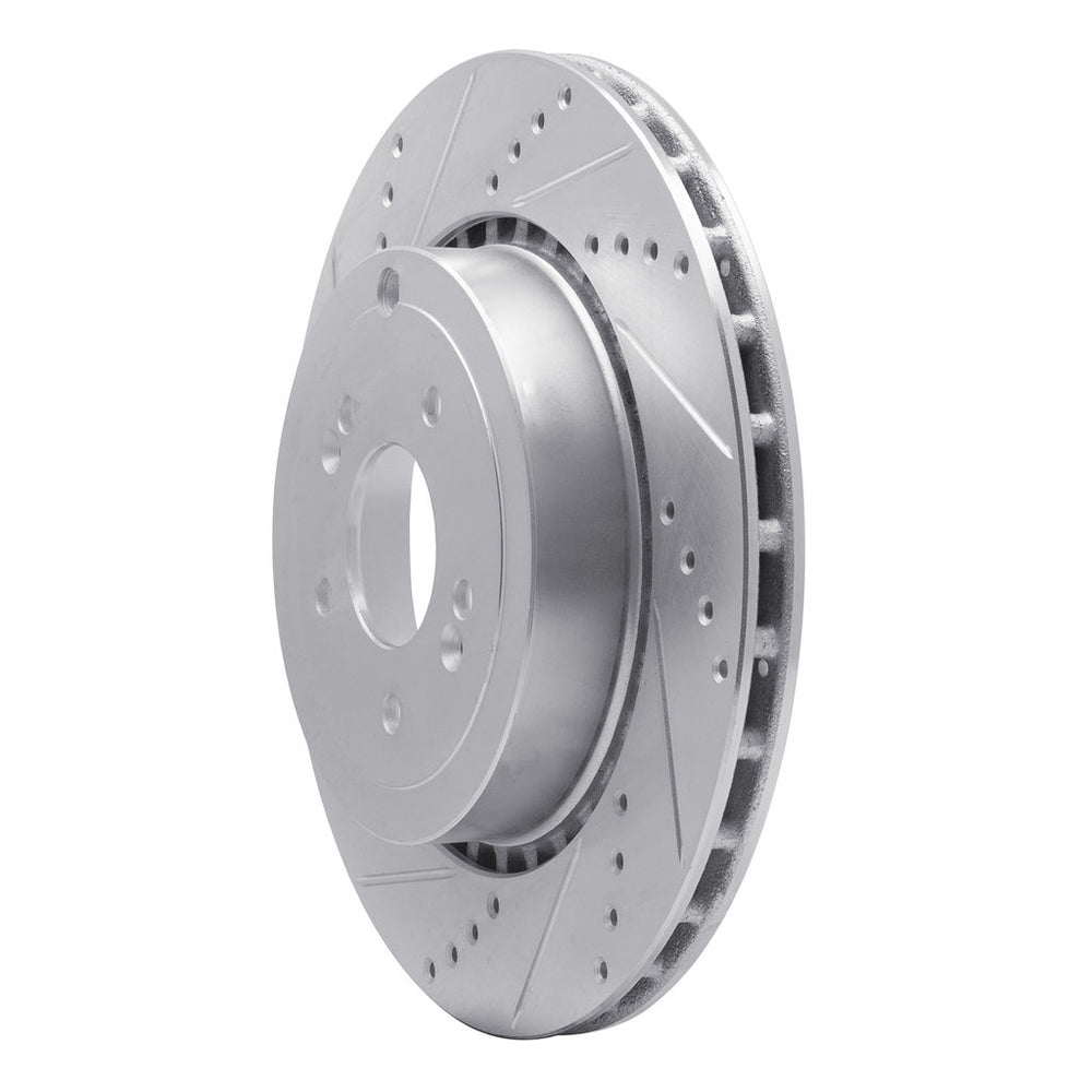 R1 18-25 Genesis G70 Rear Left Drilled & Slotted Silver Brake Rotor