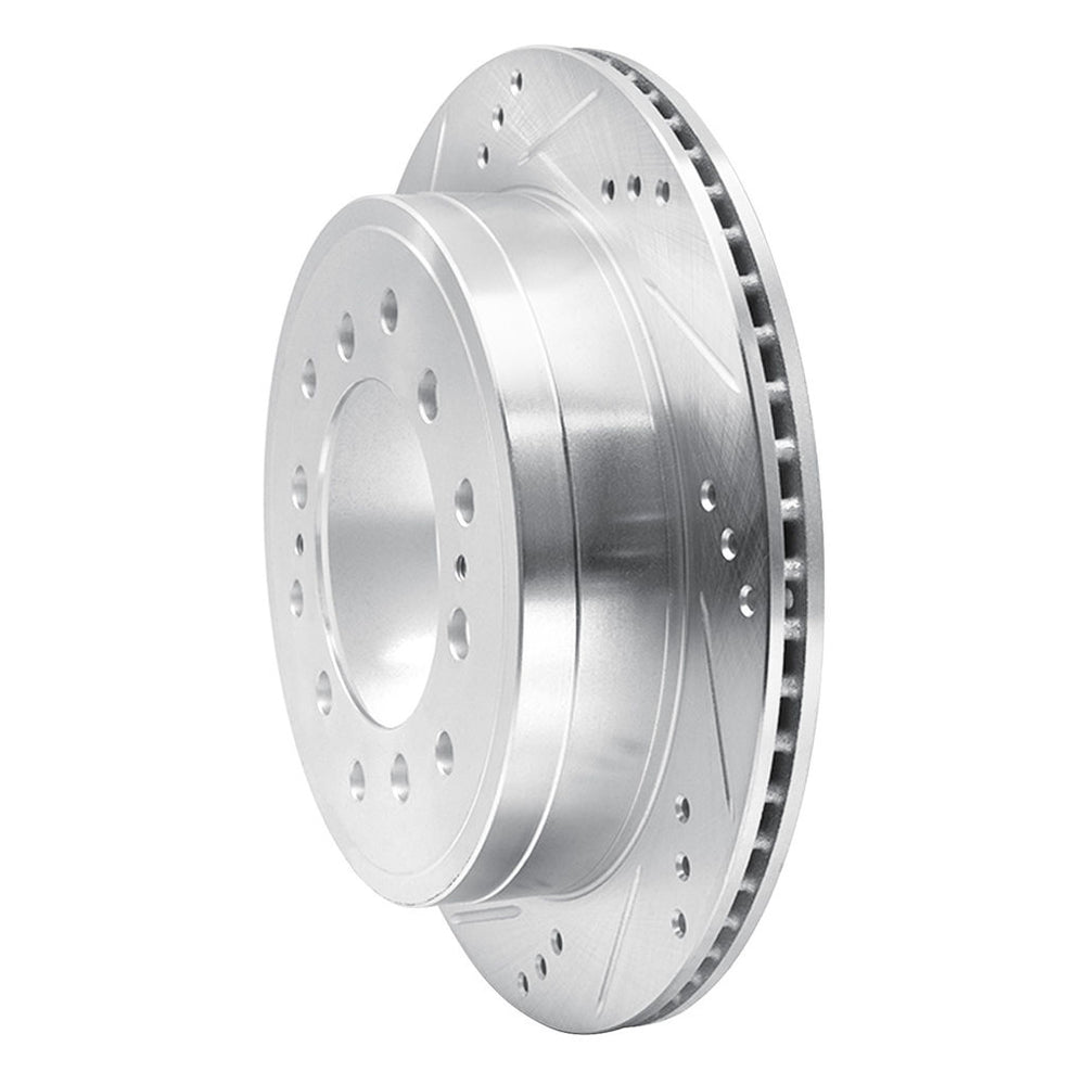 R1 10-24 Lexus GX460 Rear Left Drilled & Slotted Silver Brake Rotor