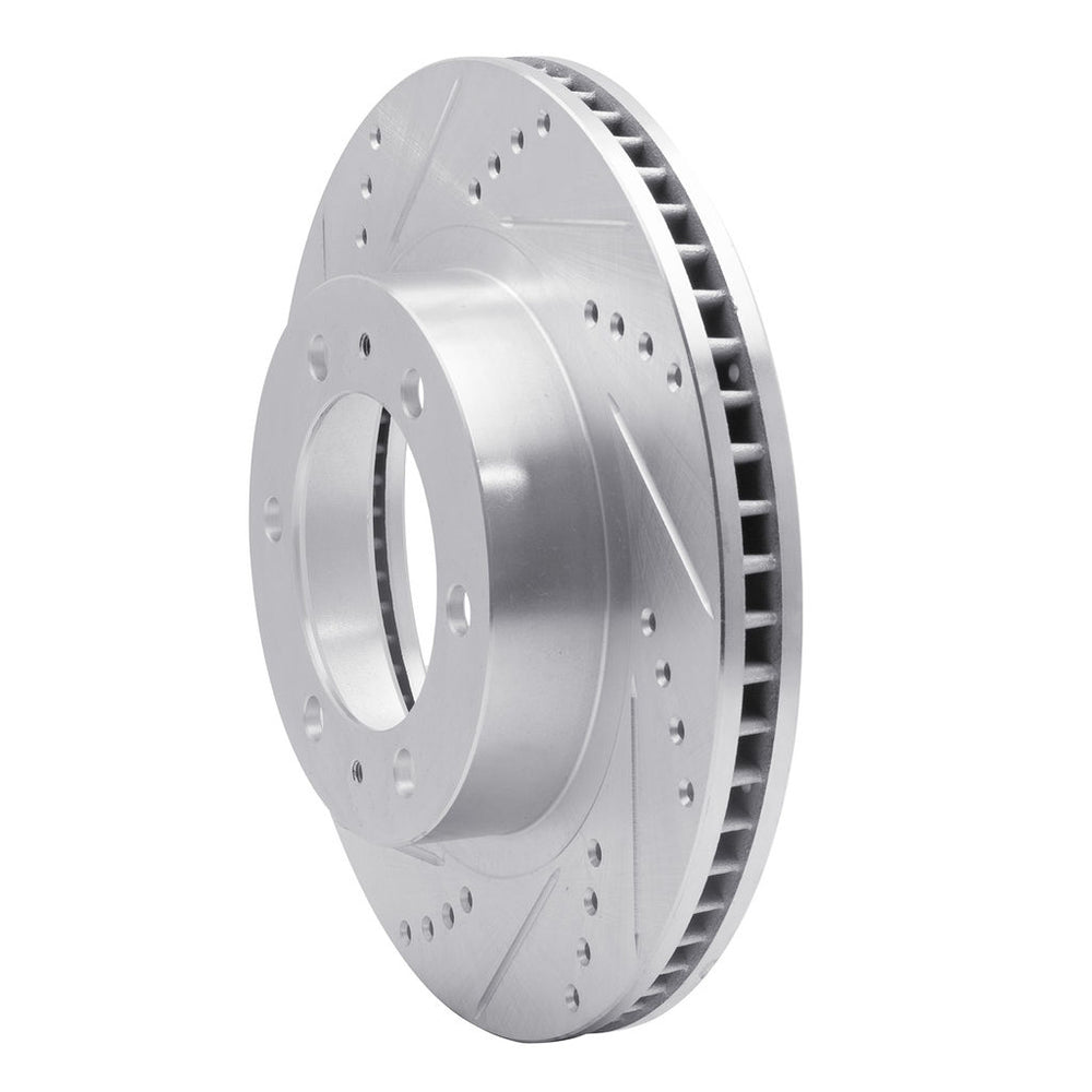 R1 03-23 Toyota FJ Cruiser Front Left Drilled & Slotted Silver Brake Rotor