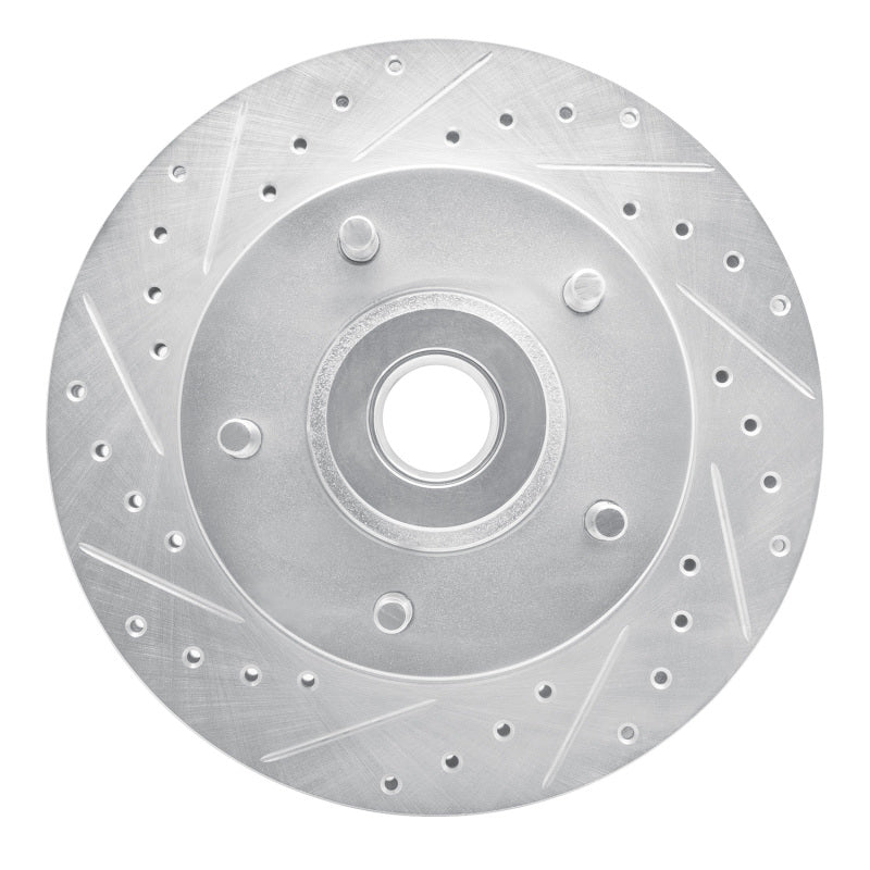 R1 85-97 Dodge B200 / B200 Van / B250 Front Left Drilled & Slotted Silver Brake Rotor