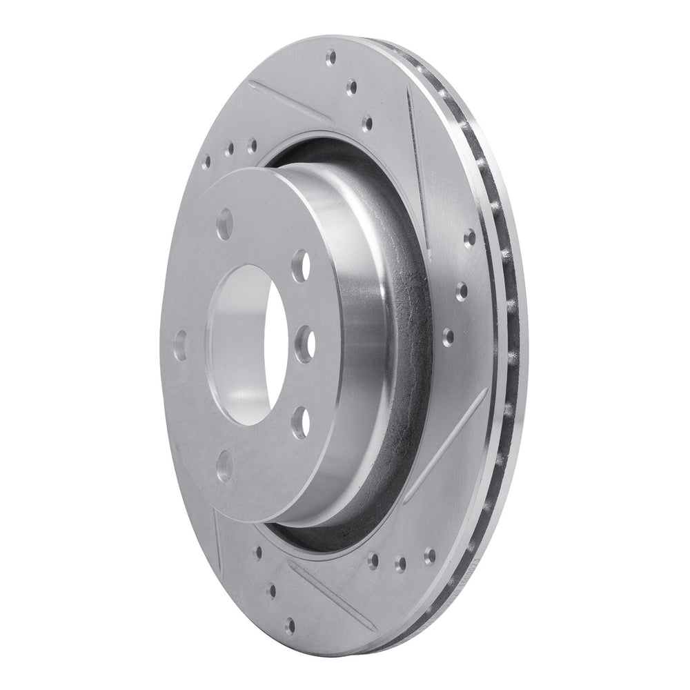R1 99-06 BMW 323I Rear Right Drilled & Slotted Silver Brake Rotor