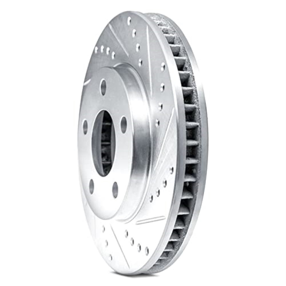 R1 17-25 BMW 230I Right Rear Drilled & Slotted Silver Brake Rotor
