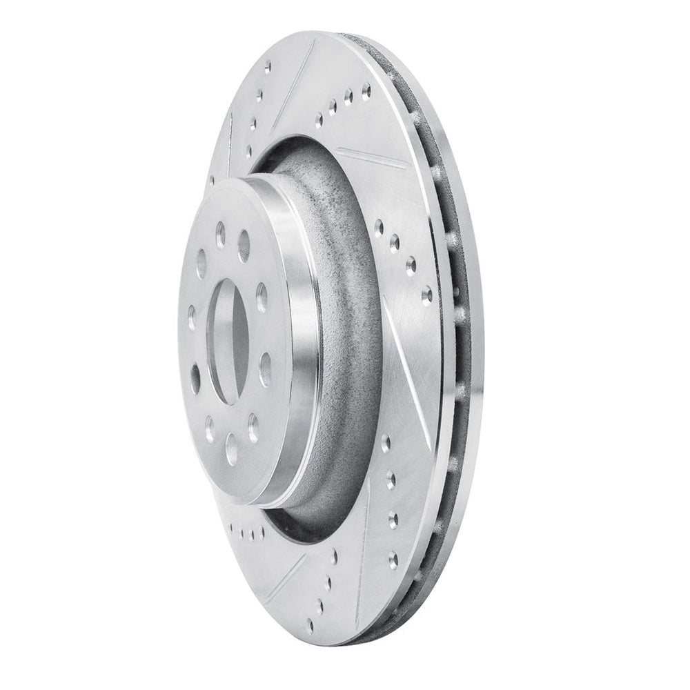 R1 17-24 Maserati LeVante Rear Left Drilled & Slotted Silver Brake Rotor