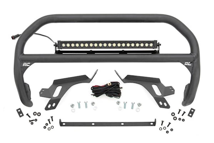 Nudge Bar | w/ Tow Hooks | 20 Inch BLK DRL Single Row LED | Ford Bronco Sport (21-24)
