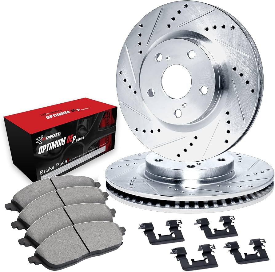 R1 15-15 Hyundai Sonata Front Drill/Slot Silver Rotors w/Optimum Pads