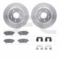 R1 10-17 Genesis G80 Rear Drilled & Slotted Silver Brake Rotor Set w/Optimum OE Pads and Hardware