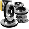R1 05-23 Chrysler 300 Front Drilled & Slotted Silver Brake Rotor Set w/Optimum OE Pads and Hardware