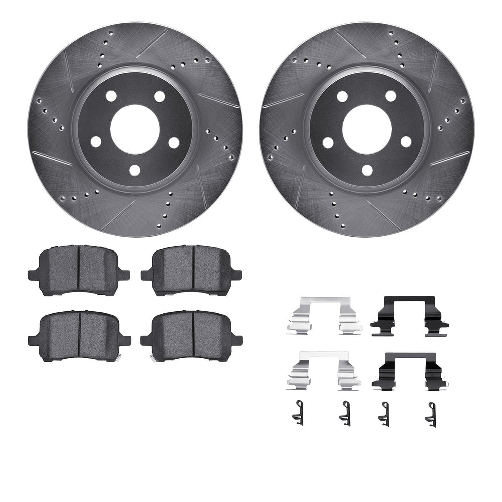 R1 04-12 Chevy Malibu Front Drill/Slot Silver Rotors w/Optimum Pads