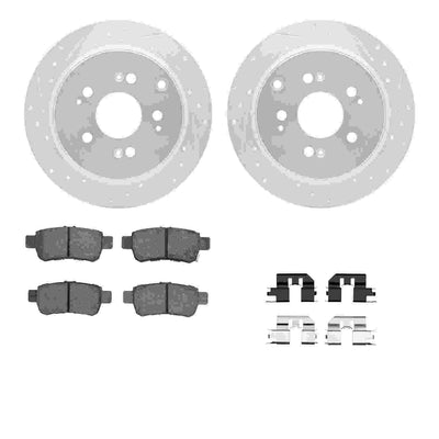 R1 05-10 Honda Odyssey Rear Drilled & Slotted Silver Brake Rotor Set w/Optimum OE Pads and Hardware