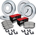 R1 05-12 Nissan Pathfinder Front & Rear Drill/Slot Silver Rotors w/Optimum Pads