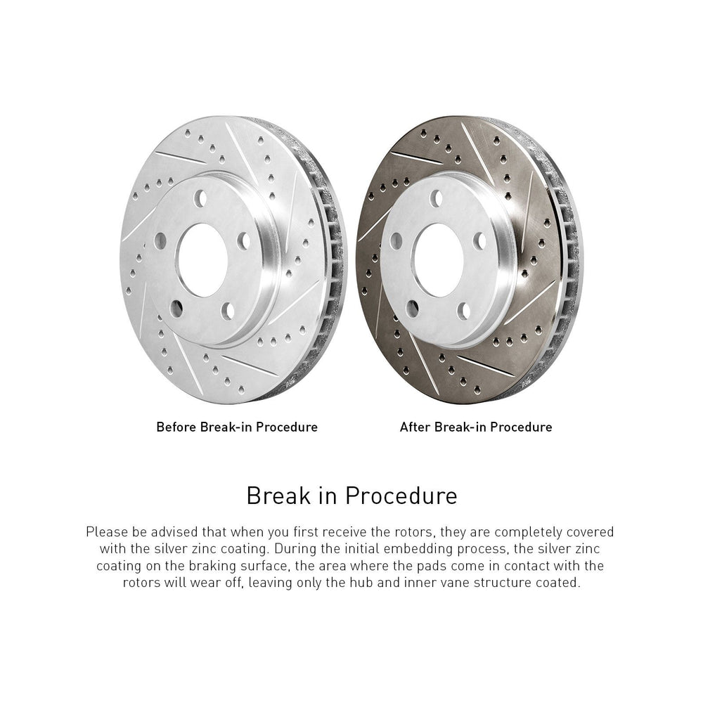 R1 11-19 Ford Explorer Front Drilled & Slotted Silver Brake Rotor Set w/Optimum OE Pads and Hardware