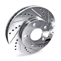 R1 03-09 Lexus GX470 Front Drilled & Slotted Silver Brake Rotor Set w/Ceramic Pads and Hardware