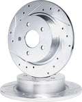 R1 08-18 Pontiac Vibe Rear Drilled & Slotted Silver Brake Rotor Set
