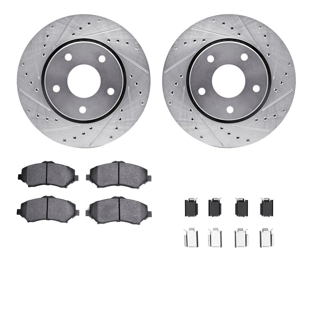 R1 08-16 Chrysler Town & Country (Van) Front Drill/Slot Silver Rotors w/Ceramic Pads