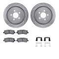 R1 15-21 Ford Mustang Rear Drilled & Slotted Silver Brake Rotor Set w/Optimum OE Pads and Hardware