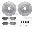 R1 17-17 Ford Explorer Rear Drilled & Slotted Silver Brake Rotor Set w/Optimum OE Pads and Hardware