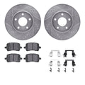 R1 06-11 Chevrolet HHR Front Drilled & Slotted Silver Brake Rotor Set w/Ceramic Pads and Hardware