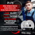 R1 07-15 Mini Cooper Front Drilled & Slotted Silver Brake Rotor Set w/Euro Ceramic Pads and Hardware