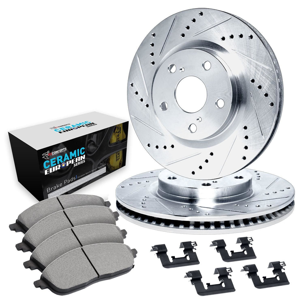R1 05-18 Subaru Outback Front Drill/Slot Silver Rotors w/Euro Ceramic Pads