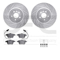 R1 04-09 Audi S4 Front Drilled & Slotted Silver Brake Rotor Set w/Euro Ceramic Pads and Hardware
