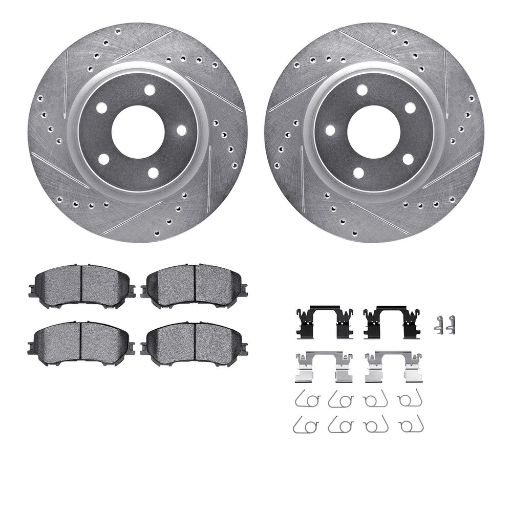 R1 14-23 Nissan Rogue Front Drill/Slot Silver Rotors w/Euro Ceramic Pads