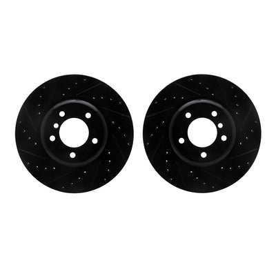 R1 06-13 BMW 328i Front Drilled & Slotted Black Brake Rotor Set
