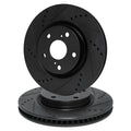 R1 06-13 BMW 328i Front Drilled & Slotted Black Brake Rotor Set