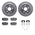 R1 06-18 Lexus HS250h Rear Drilled & Slotted Silver Brake Rotor Set w/Ceramic Pads and Hardware