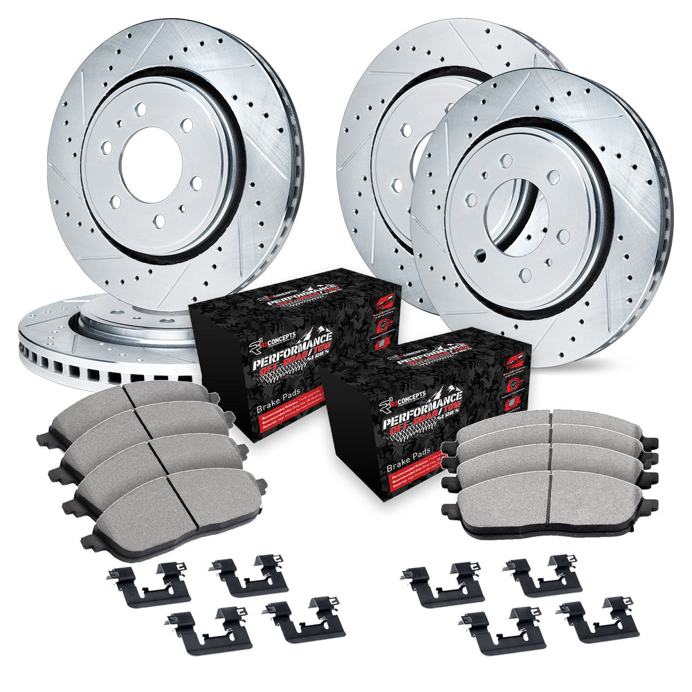 R1 15-20 Chevy Colorado Front & Rear Drill/Slot Silver Rotors w/Off-Road/Tow Pads