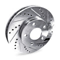 R1 95-97 Ford Ranger Front Drilled & Slotted Silver Brake Rotor Set w/Optimum OE Pads and Hardware