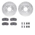 R1 92-00 Dodge Colt Front Drilled & Slotted Silver Brake Rotor Set w/Ceramic Pads and Hardware