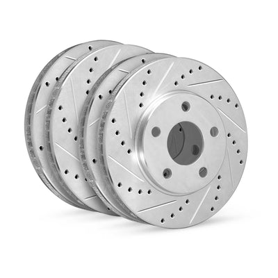 R1 84-85 Nissan 300ZX Front & Rear Drilled & Slotted Silver Brake Rotor Set