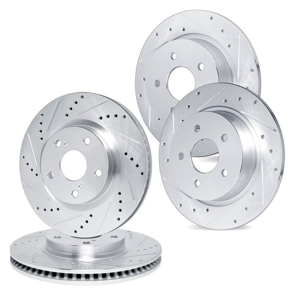 R1 96-09 Mercedes-Benz C230 Front & Rear Drilled & Slotted Silver Brake Rotor Set