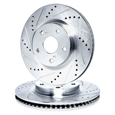 R1 10-19 BMW Alpina B6 xDrive Gran Coupe Rear Drilled & Slotted Silver Brake Rotor Set