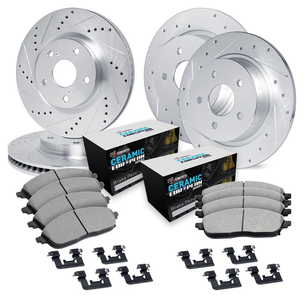 R1 12-20 Chrysler Town & Country (Van) Front & Rear Drill/Slot Silver Rotors w/Euro Ceramic Pads