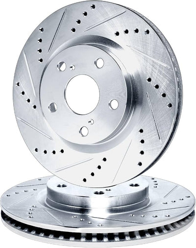 R1 07-21 BMW 320i Front Drilled & Slotted Silver Brake Rotor Set