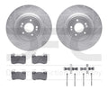 R1 19-22 Genesis G70 Front Drilled & Slotted Silver Brake Rotor Set w/Optimum OE Pads and Hardware
