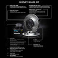 R1 04-09 Audi S4 Rear Drilled & Slotted Silver Brake Rotor Set w/Euro Ceramic Pads and Hardware