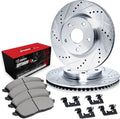 R1 98-02 Ford Crown Victoria Front Drill/Slot Silver Rotors w/Optimum Pads