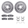 R1 07-16 Acura RDX Front Drilled & Slotted Silver Brake Rotor Set w/Ceramic Pads and Hardware