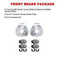 R1 11-15 Ford Edge Front & Rear Drilled & Slotted Silver Brake Rotor Set w/Ceramic Pads and Hardware