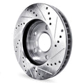 R1 11-15 Ford Edge Front & Rear Drilled & Slotted Silver Brake Rotor Set w/Ceramic Pads and Hardware