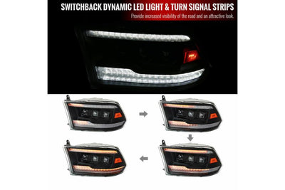 LED PROJECTOR HEADLIGHTS WITH MATTE BLACK HOUSING AND CLEAR LENS