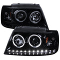 PROJECTOR HEADLIGHTS FULL GLOSSY BLACKHOUSING WITH LIGHT SMOKE LENS