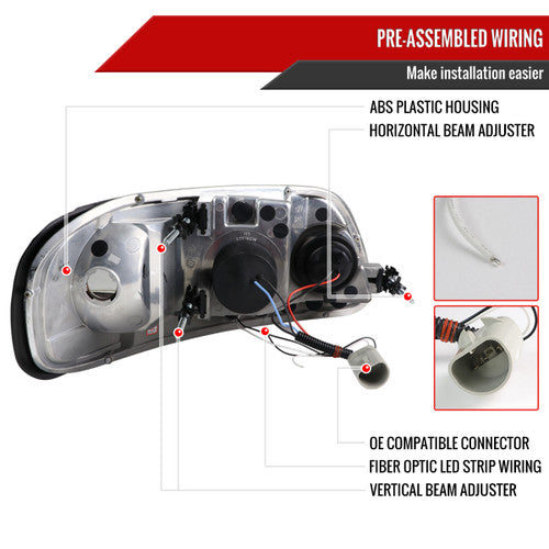 PROJECTOR HEADLIGHT - CHROME HOUSING - CLEAR LENS WITH AMBER REFLECTORS