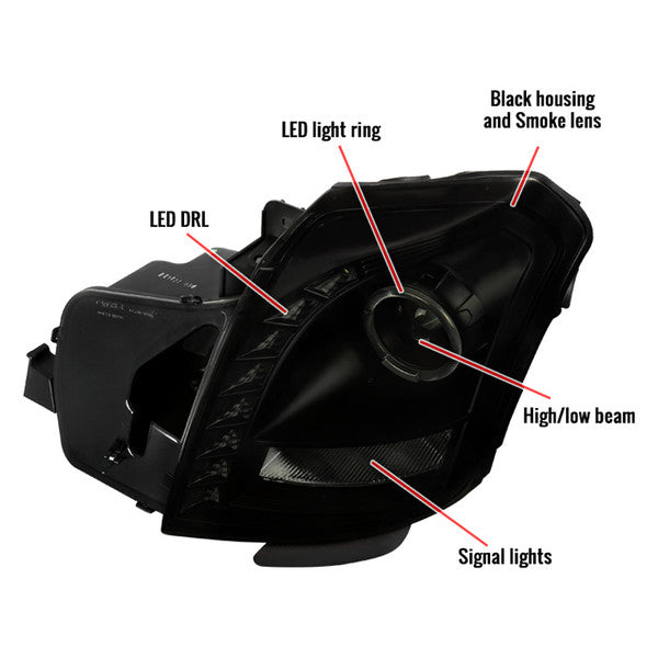 PROJECTOR HEADLIGHTS- SMOKE WITH BLACK HOUSING