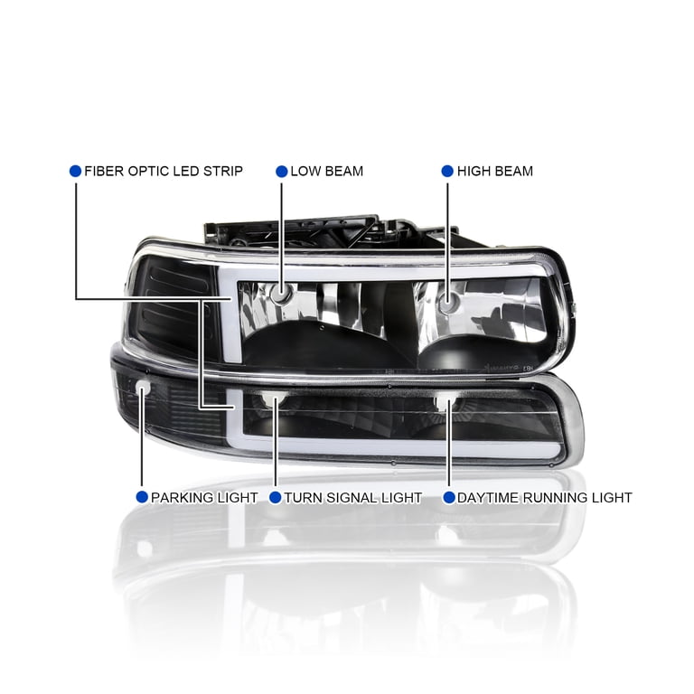 MATTE BLACK HOUSING CLEAR LENS WITH LED BAR
