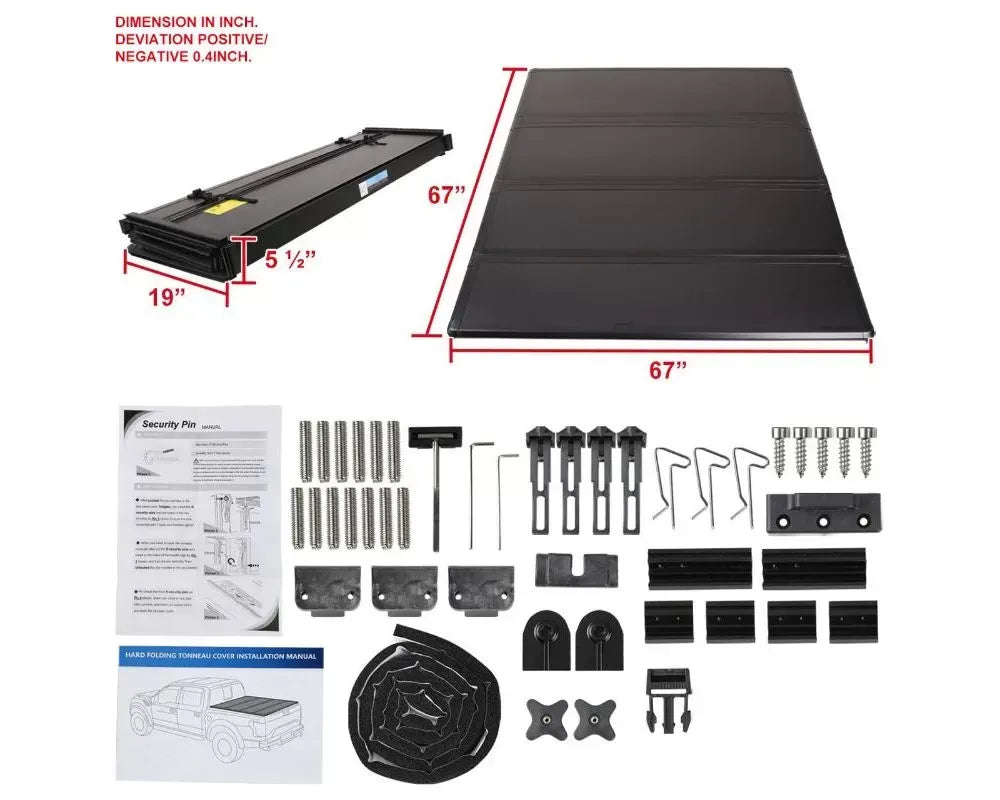 5 FOOT 7 INCH BED HARD QUAD FOLD TONNEAU COVER