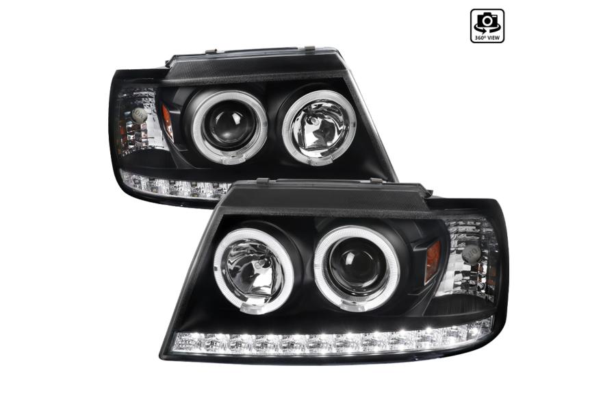 PROJECTOR HEADLIGHTS BLACK HOUSING CLEAR LENS