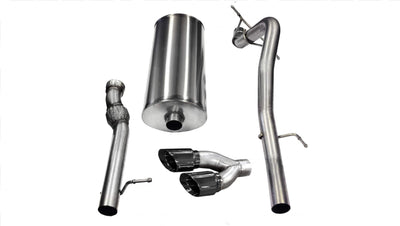 Two Twin 3.0 Inch Black Tips Clamps Included Dual Rear Exit For Corsa Jetta GLI Mk6 Exhaust Only Sta
